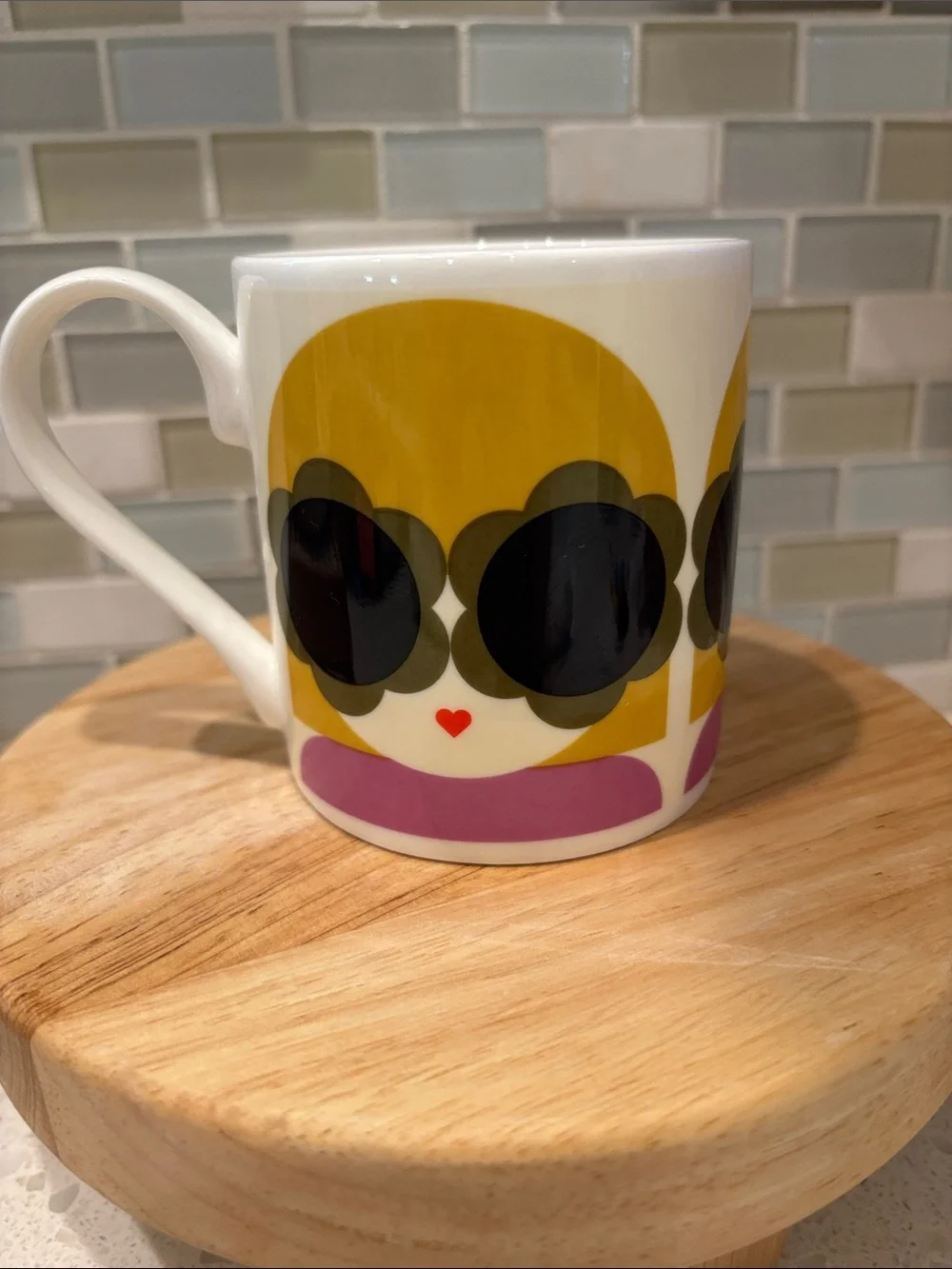 Orla Kiely Lola Yellow & Purple Bone China Mug 300ml NWOT